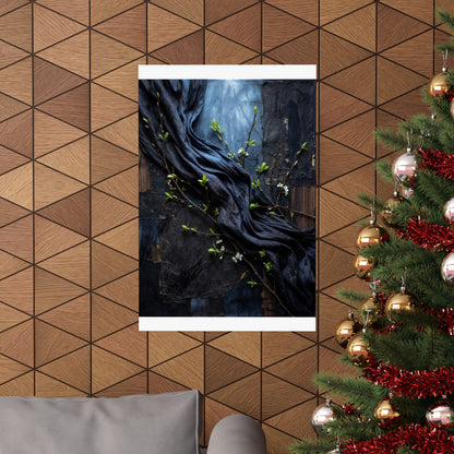 Moonlight Silk Drape Wall Art Print - Dark Japandi Datsuzoku
