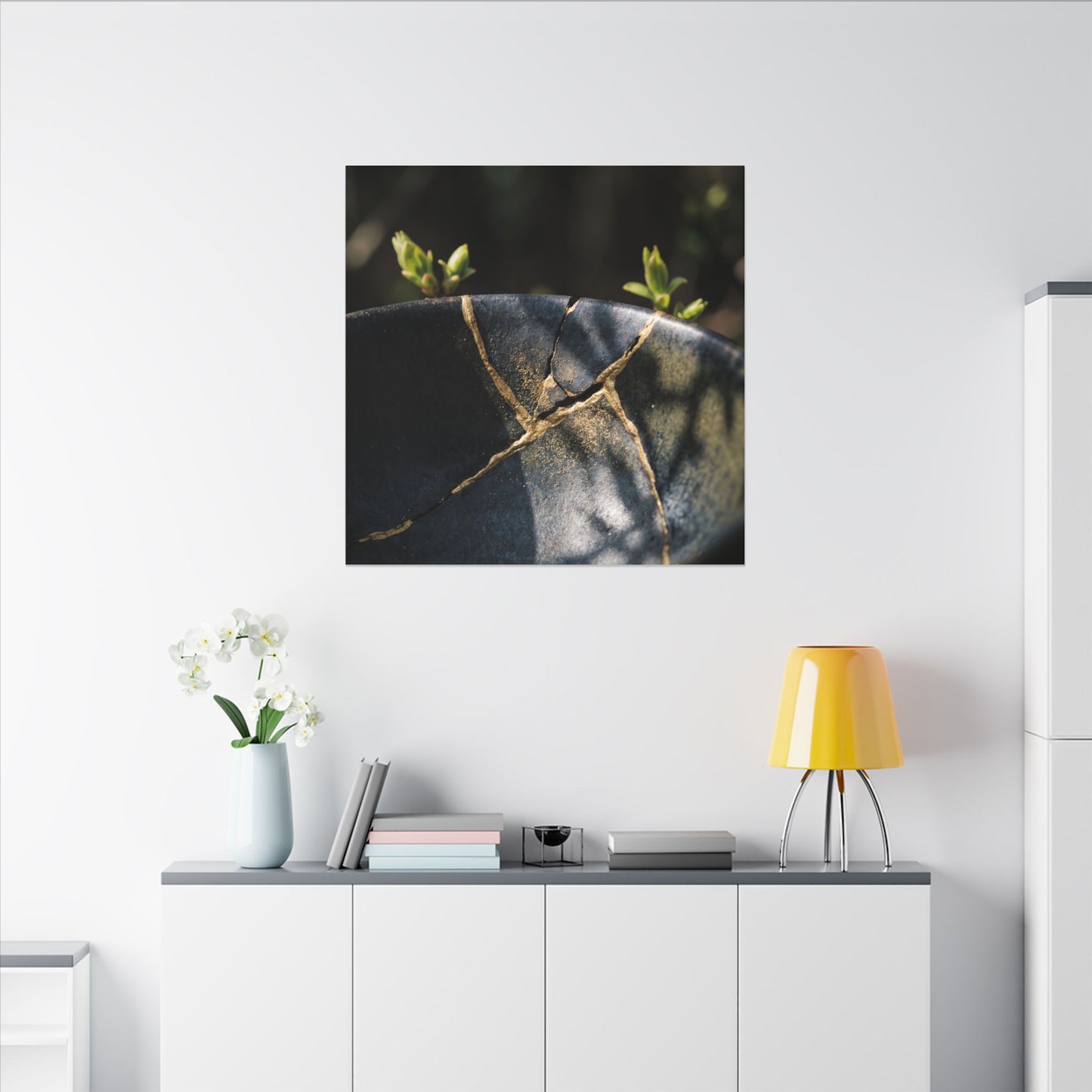 Seijaku Broken Pottery Canvas Art - Dark Japandi Shadow Zen