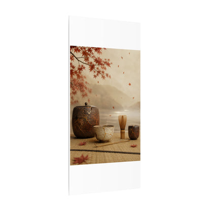 Tea Ceremony Canvas Art | Autumn Kintsugi Gold Vein Art