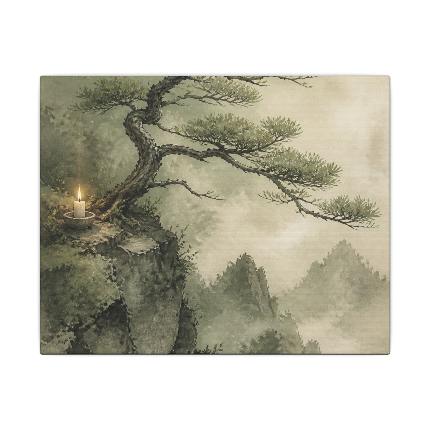 Candlelight Pine Tree Canvas Art - Japandi Kanso