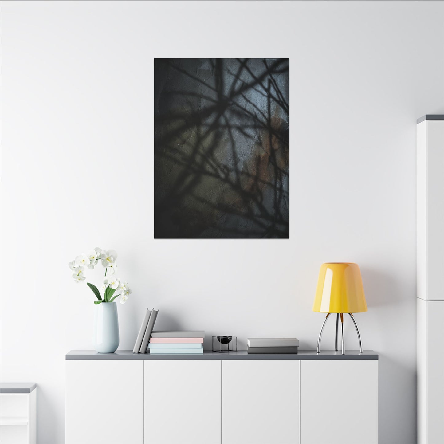 Shadow Play Dark Texture Canvas Art | Sophisticated Dark Japandi Art