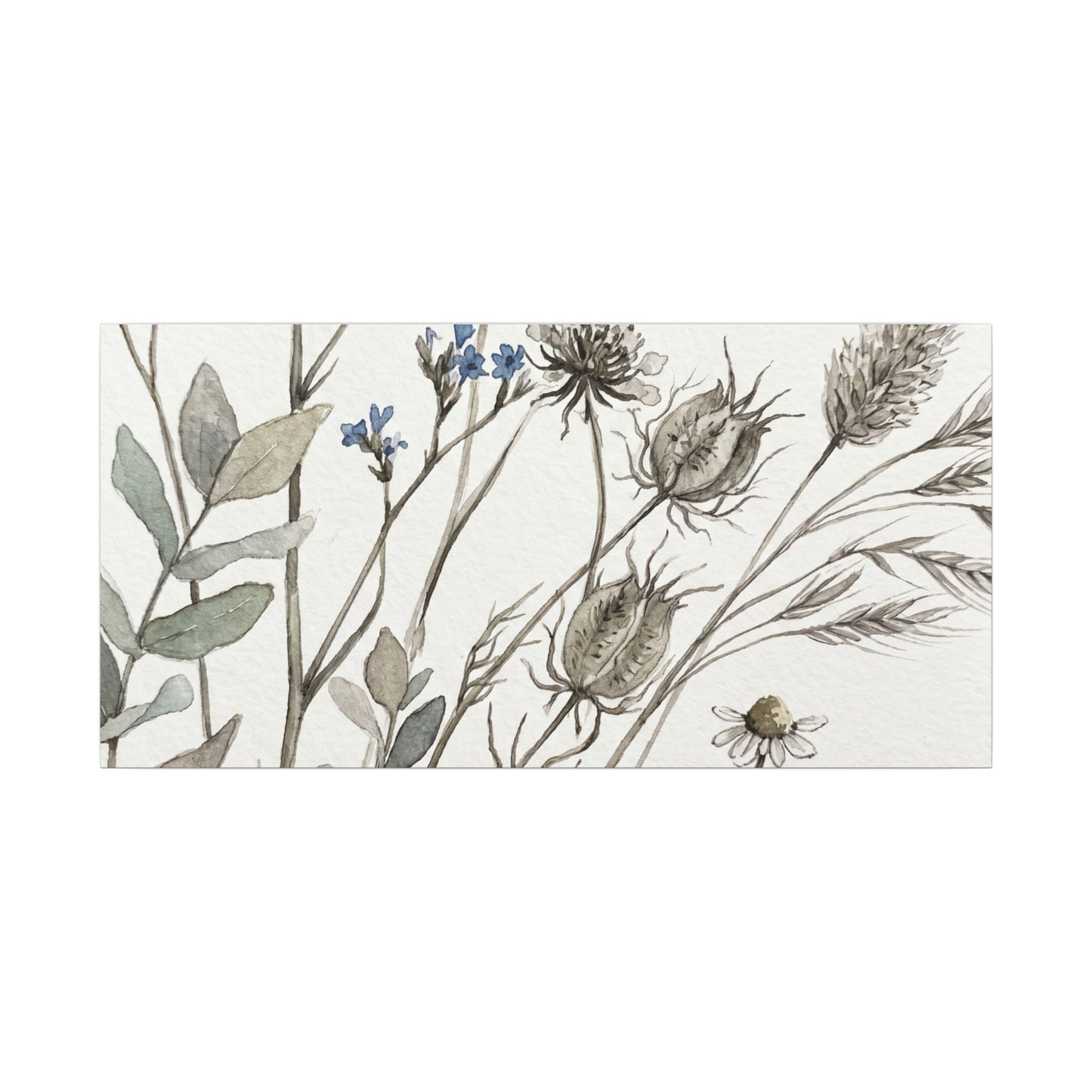 Dried Flowers Canvas Art | Summer Japandi Watercolor Art