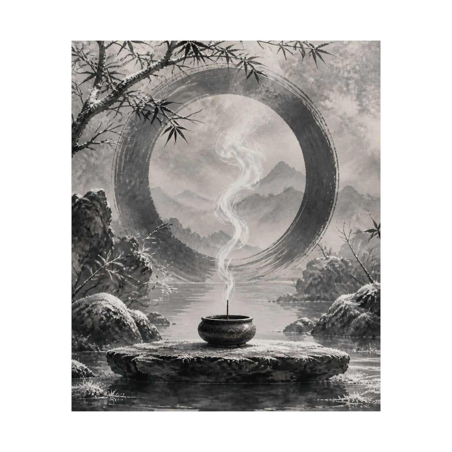 Dappled Incense Smoke Wall Art Print - Zen Seijaku