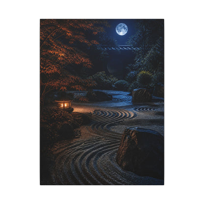 Summer Rock Garden Shadow Zen Canvas Art | Moody Decor