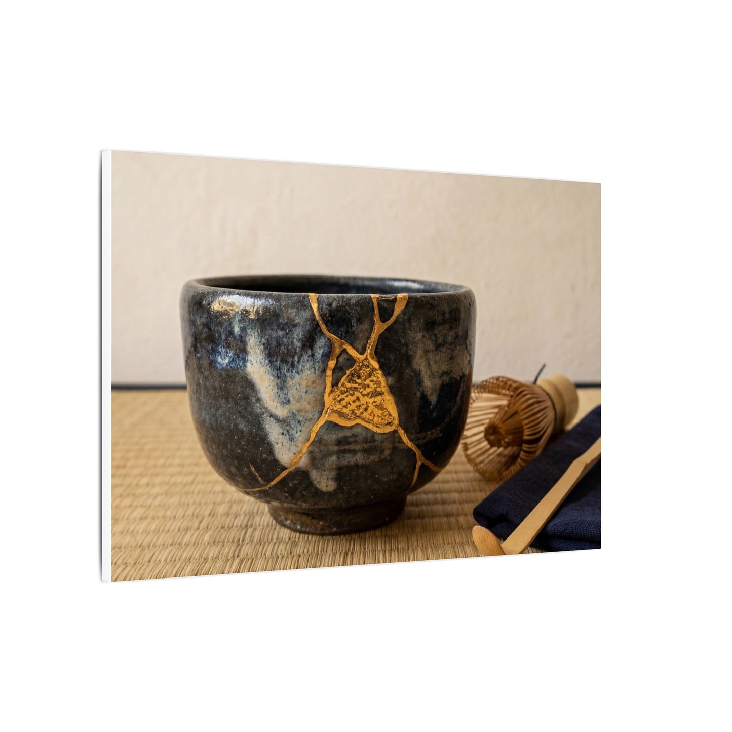 Kanso Tea Ceremony Canvas Art - Kintsugi Gold Vein