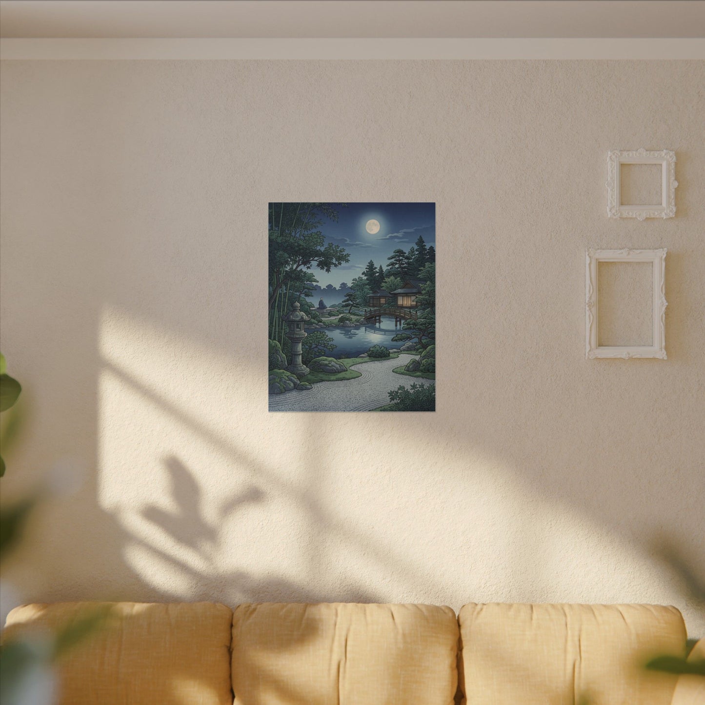 Summer Moonlit Garden Ukiyo E Inspired Canvas Art | Serene Decor