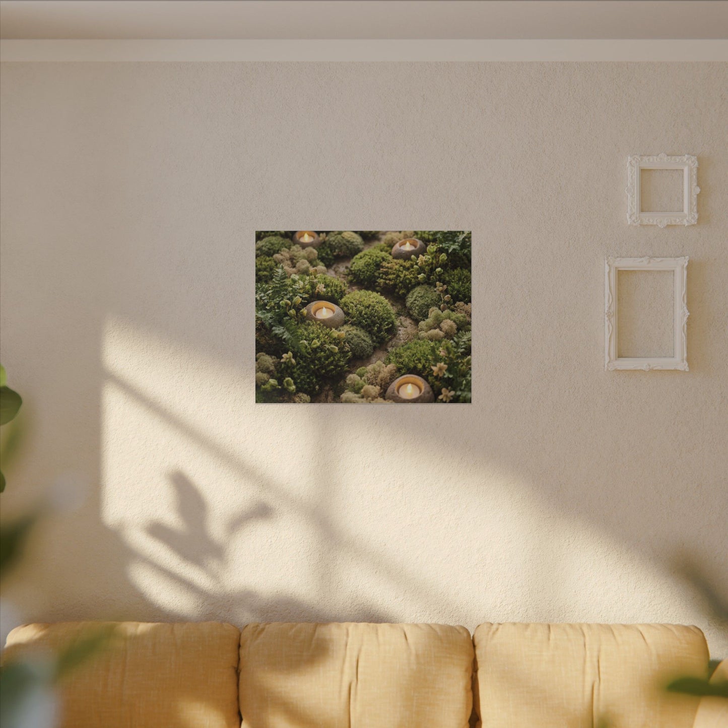 Moss Close Up Japanese Pattern Canvas Art | Neutral Japandi Art