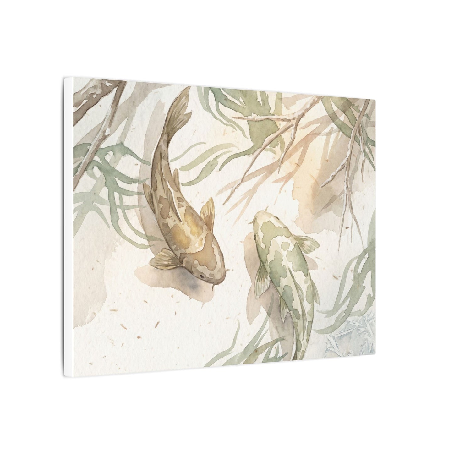 Koi Pond Canvas Art | Winter Japandi Watercolor Art
