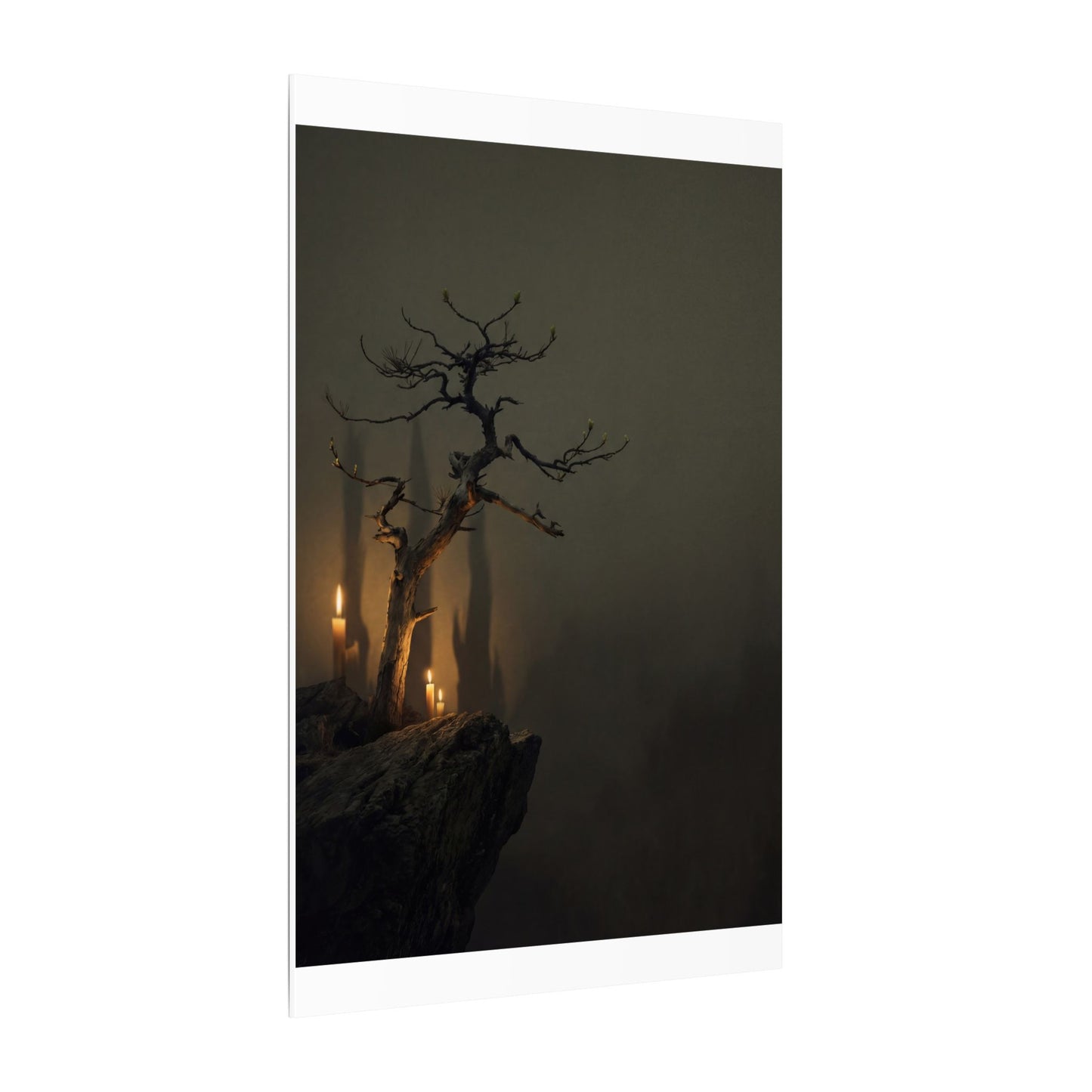Ma Pine Tree Canvas Art - Dark Japandi Shadow Zen
