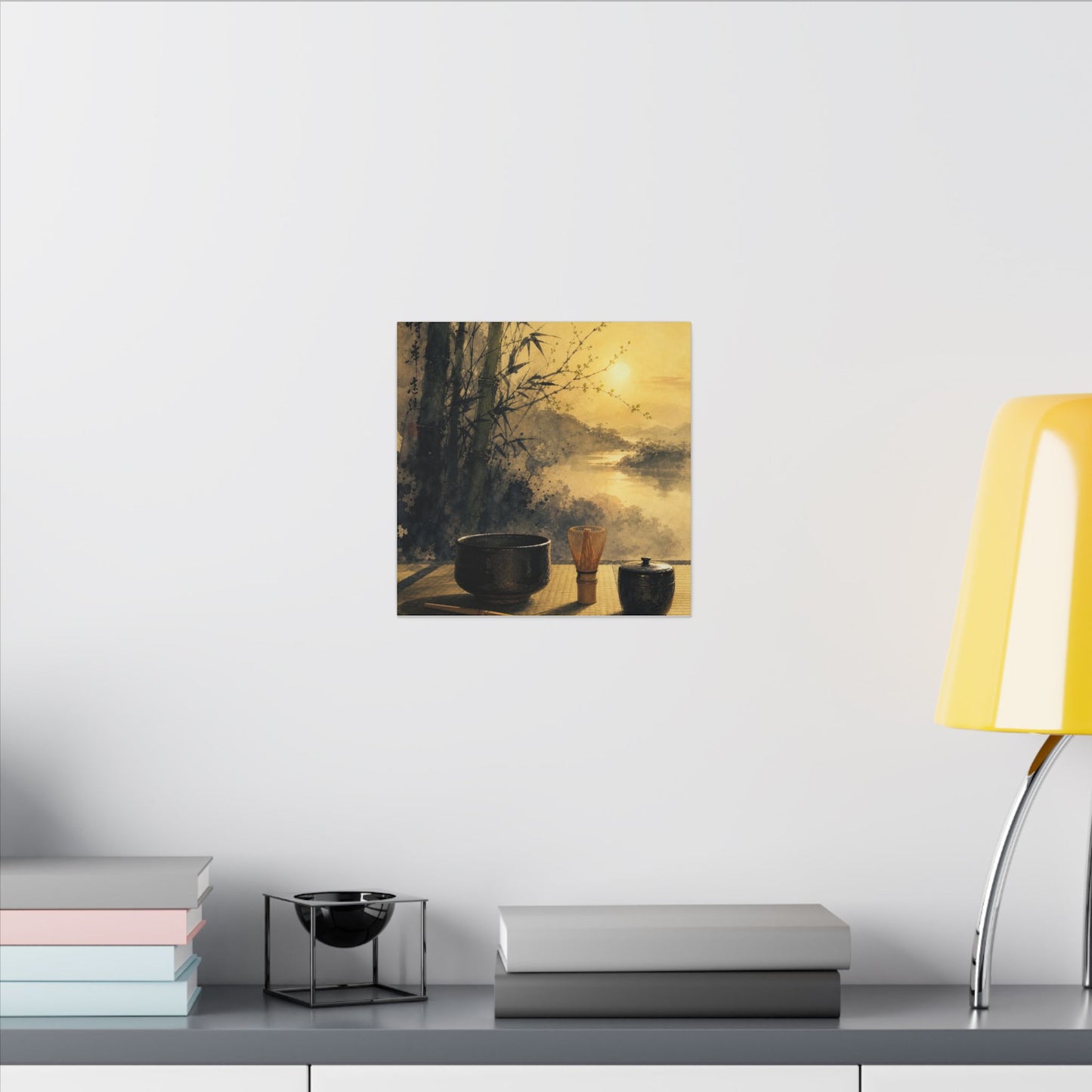Tea Ceremony Sumi E Canvas Art | Contemplative Zen Art
