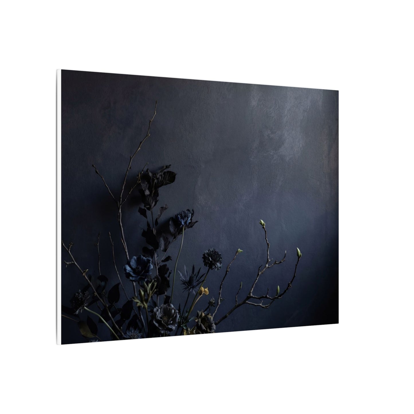 Dried Flowers Spring Canvas Art | Dark Japandi Moody Design