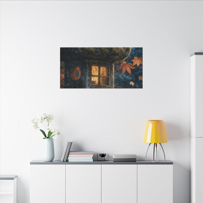 Autumn Stone Lantern Forest Whimsy Canvas Art | Earthy Decor