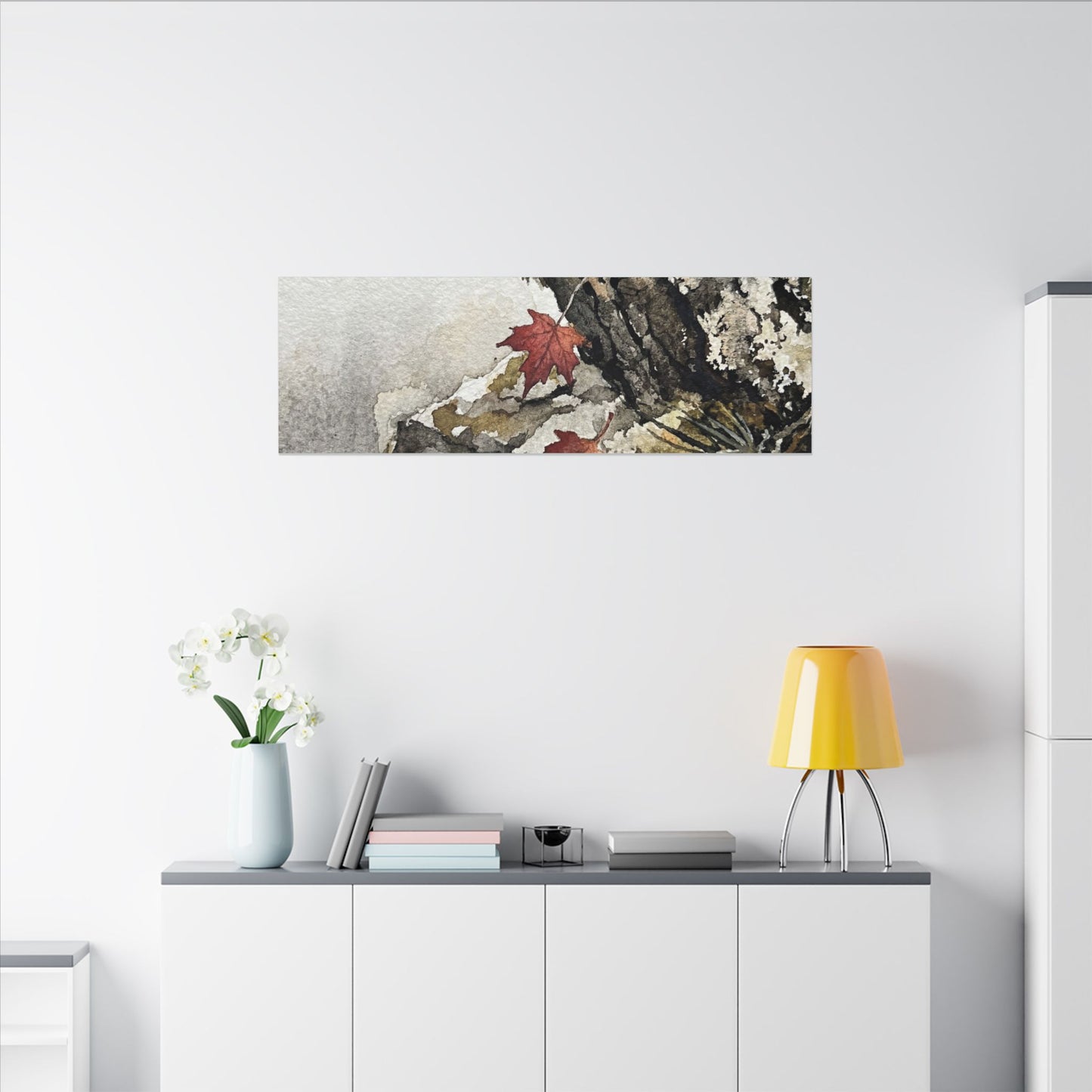 Pine Tree Autumn Canvas Art | Japandi Earthy Design