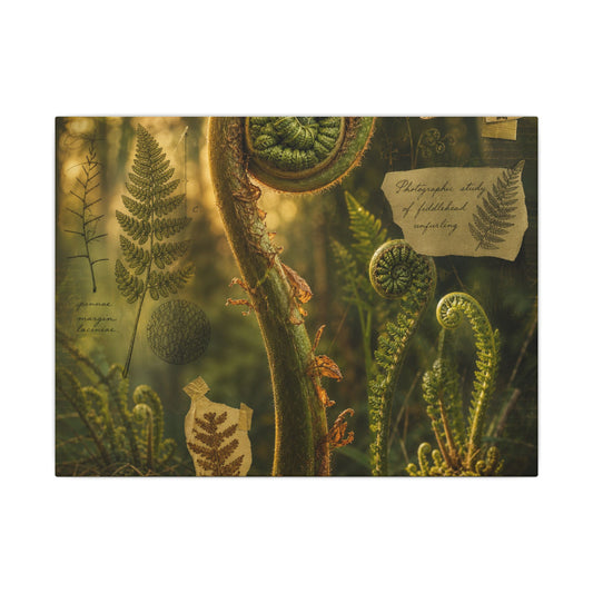 Golden Hour Fern Unfurling Canvas Art - Cottagecore Shibui