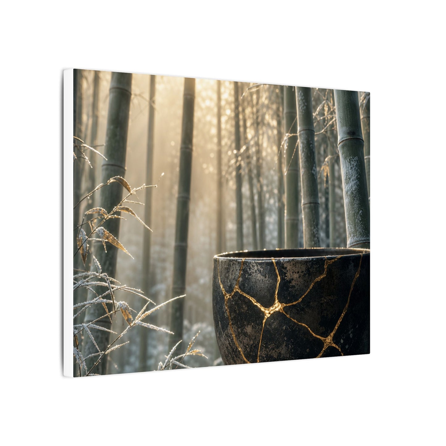 Fukinsei Bamboo Grove Canvas Art - Kintsugi Gold Repair