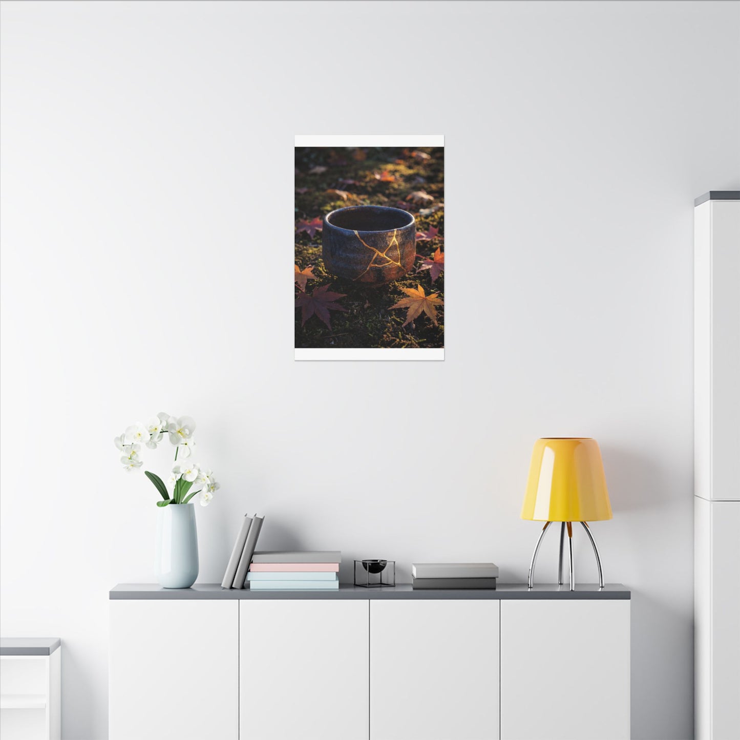 Kanso Moonlit Garden Canvas Art - Kintsugi Gold Repair