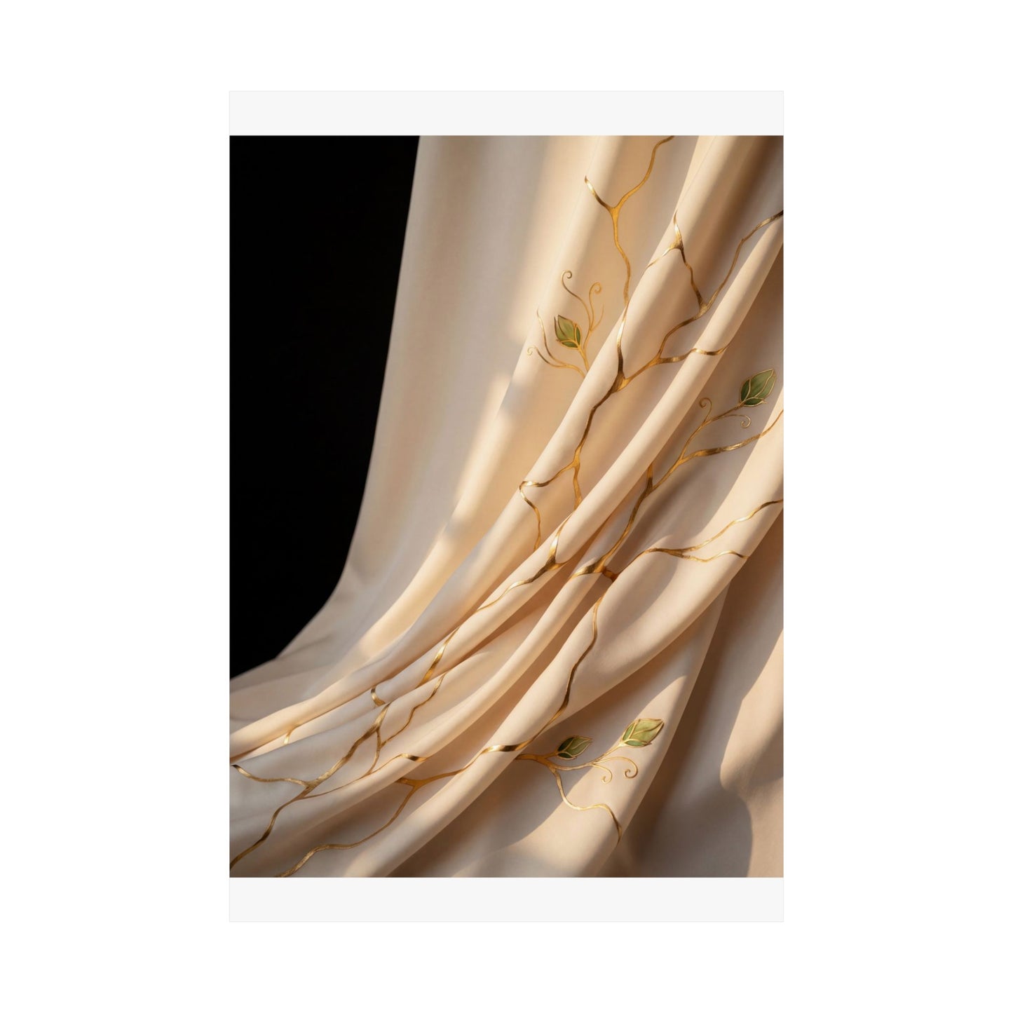 Silk Drape Crackle Gold Wall Art Print | Philosophical Kintsugi Art