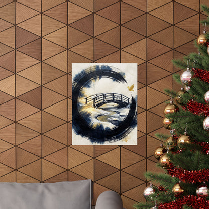 Zen Ink Brushstroke in Golden Hour | Karesansui Wall Art Print