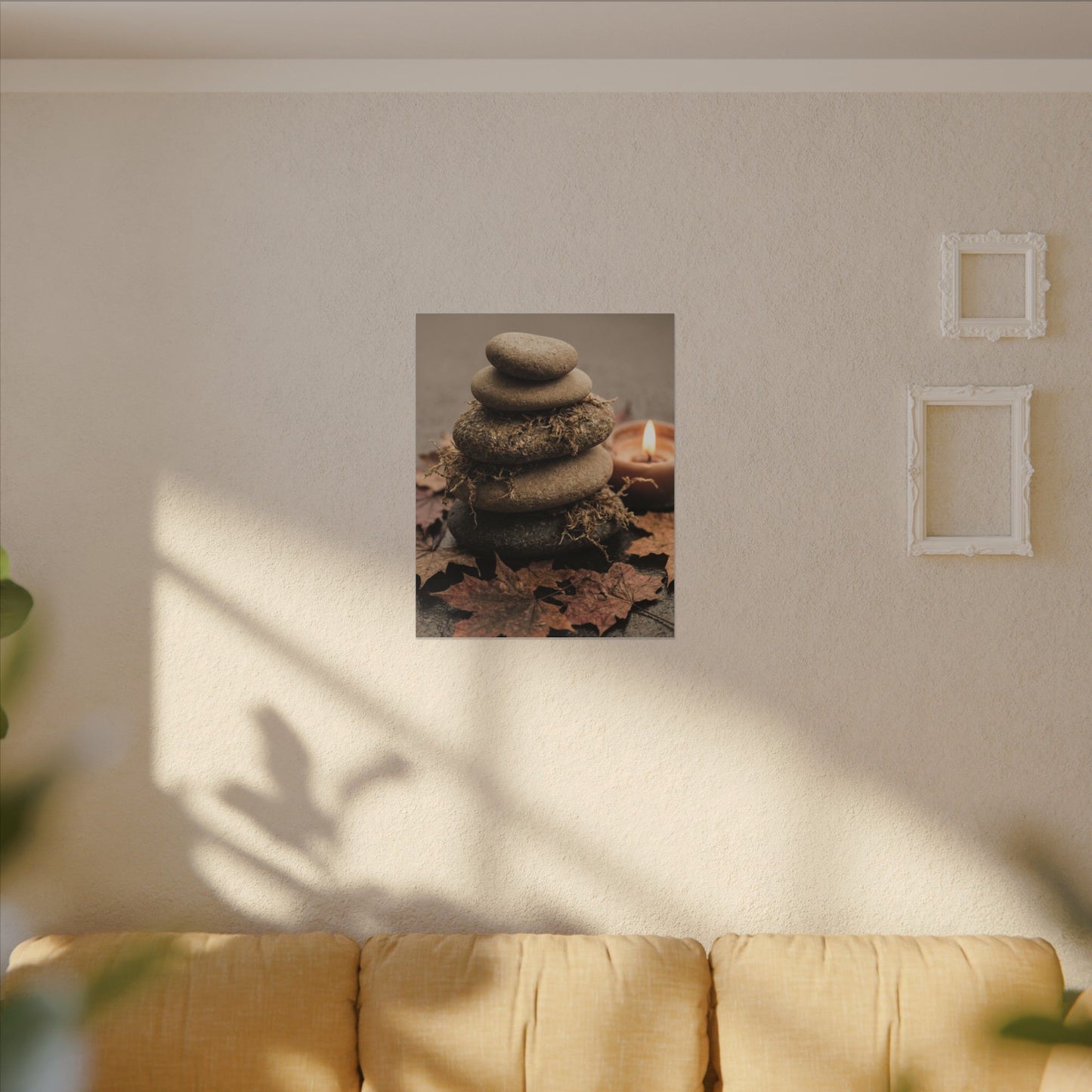 River Stones Canvas Art | Autumn Japandi Texture Art