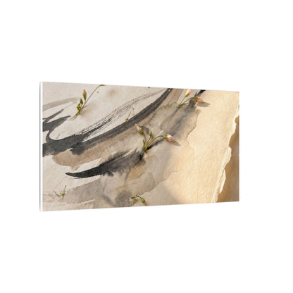 Ink Brushstroke Watercolor Canvas Art | Neutral Japandi Art