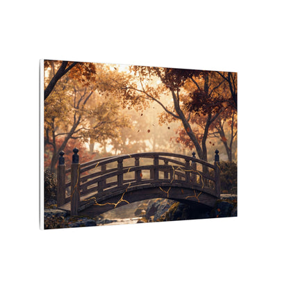 Autumn Wooden Bridge Gold Vein Canvas Art | Resilient Decor