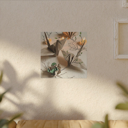 Paper Fold Spring Canvas Art | Japandi Earthy Design