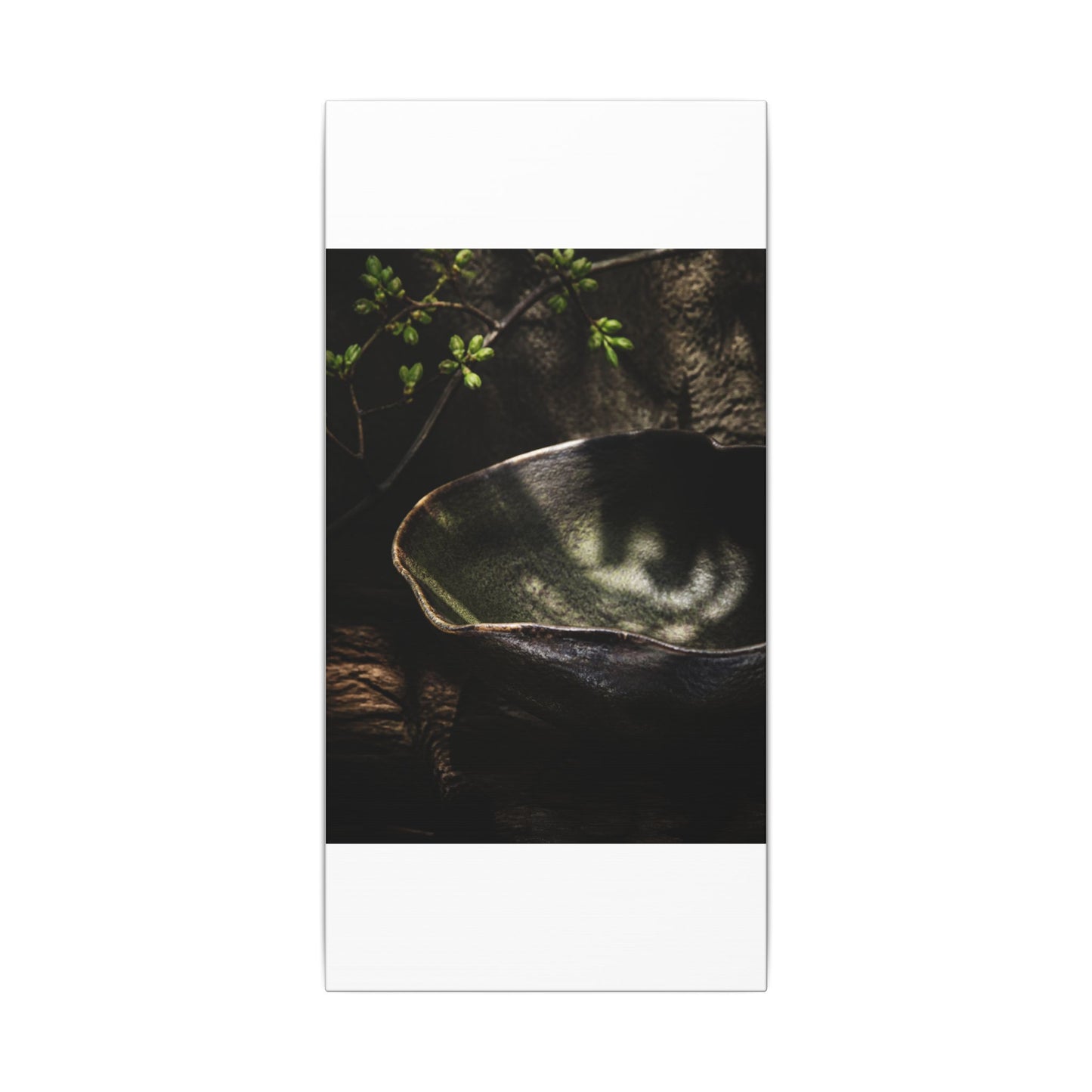 Sophisticated Ceramic Bowl Canvas Art - Dark Texture Dark Japandi