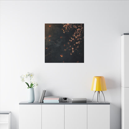 Golden Hour Cherry Blossom Canvas Art - Dark Japandi Kanso