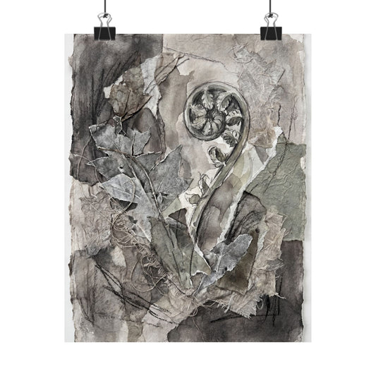 Mono No Aware Fern Unfurling Wall Art Print - Japandi Texture