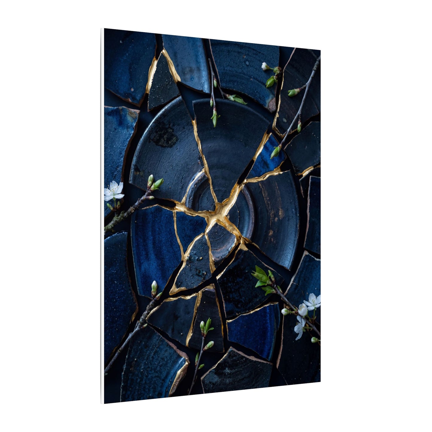 Moonlight Broken Pottery Canvas Art - Kintsugi Fukinsei