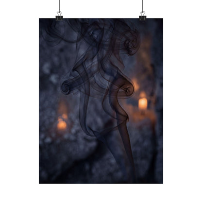 Bold Incense Smoke Wall Art Print - Shadow Zen Dark Japandi