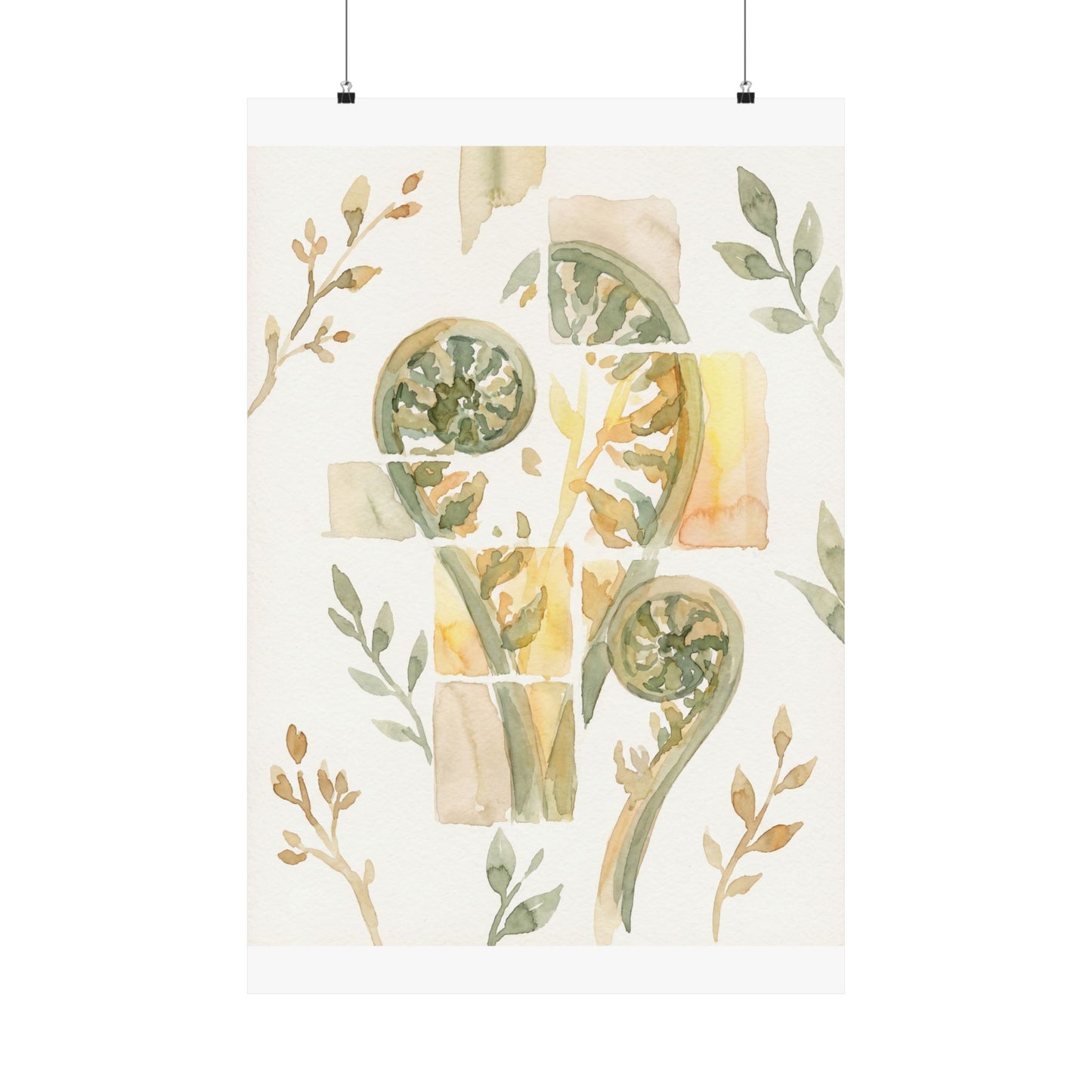 Kanso Fern Unfurling Wall Art Print - Japandi Watercolor