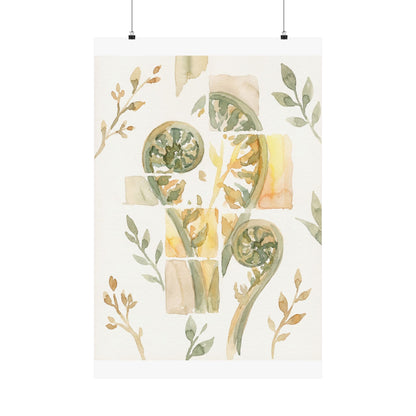 Kanso Fern Unfurling Wall Art Print - Japandi Watercolor