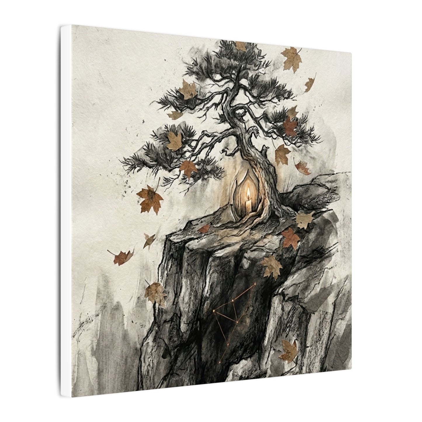 Pine Tree Autumn Canvas Art | Japandi Earthy Design