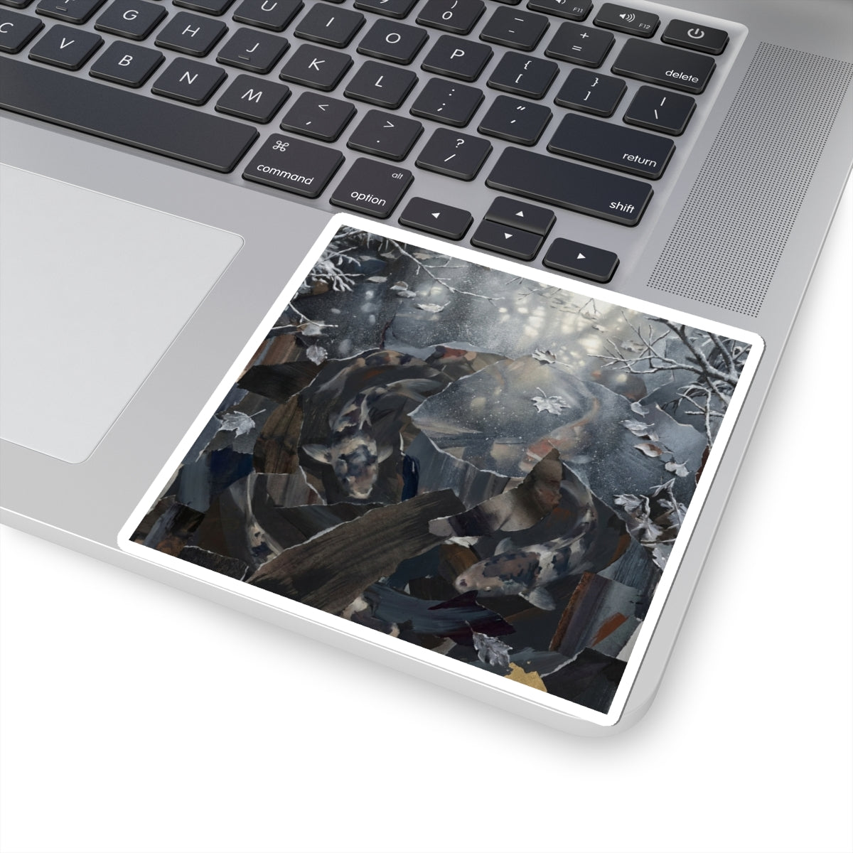 Koi Pond Sticker | Winter Dark Japandi Shadow Zen Art