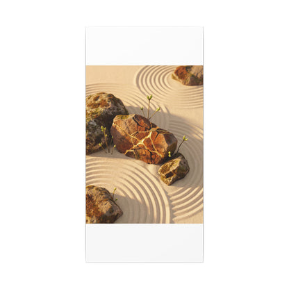 Kanso Rock Garden Canvas Art - Kintsugi Crackle Gold