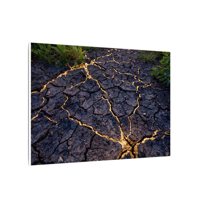Cracked Earth Canvas Art | Summer Kintsugi Crackle Gold Art