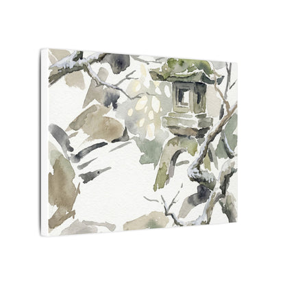 Elegant Stone Lantern Canvas Art - Watercolor Japandi