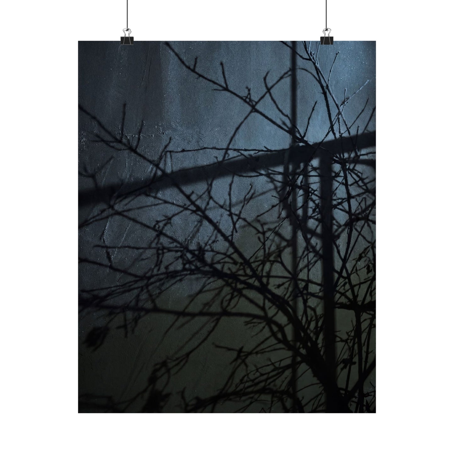Shadow Play Winter Wall Art Print | Dark Japandi Luxurious Design