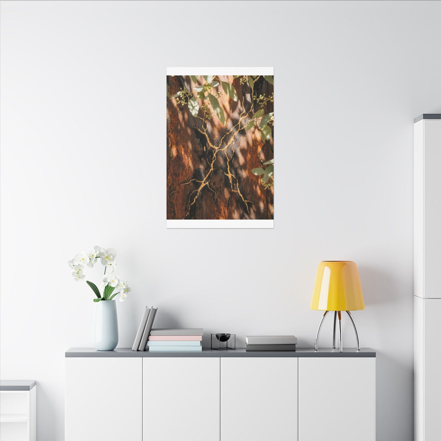 Kanso Rust Patina Canvas Art - Kintsugi Gold Vein