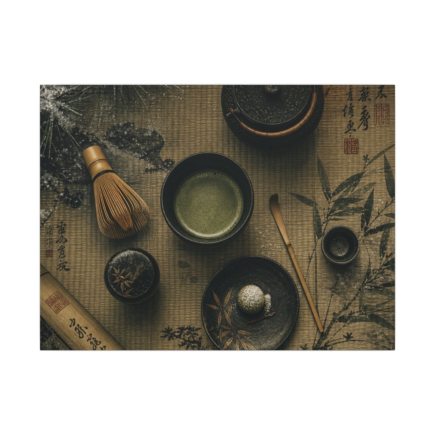 Tea Ceremony Canvas Art | Winter Zen Ukiyo E Inspired Art