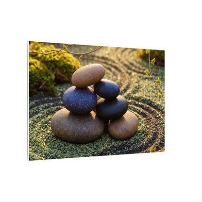 Zen River Stones in Golden Hour | Karesansui Canvas Art