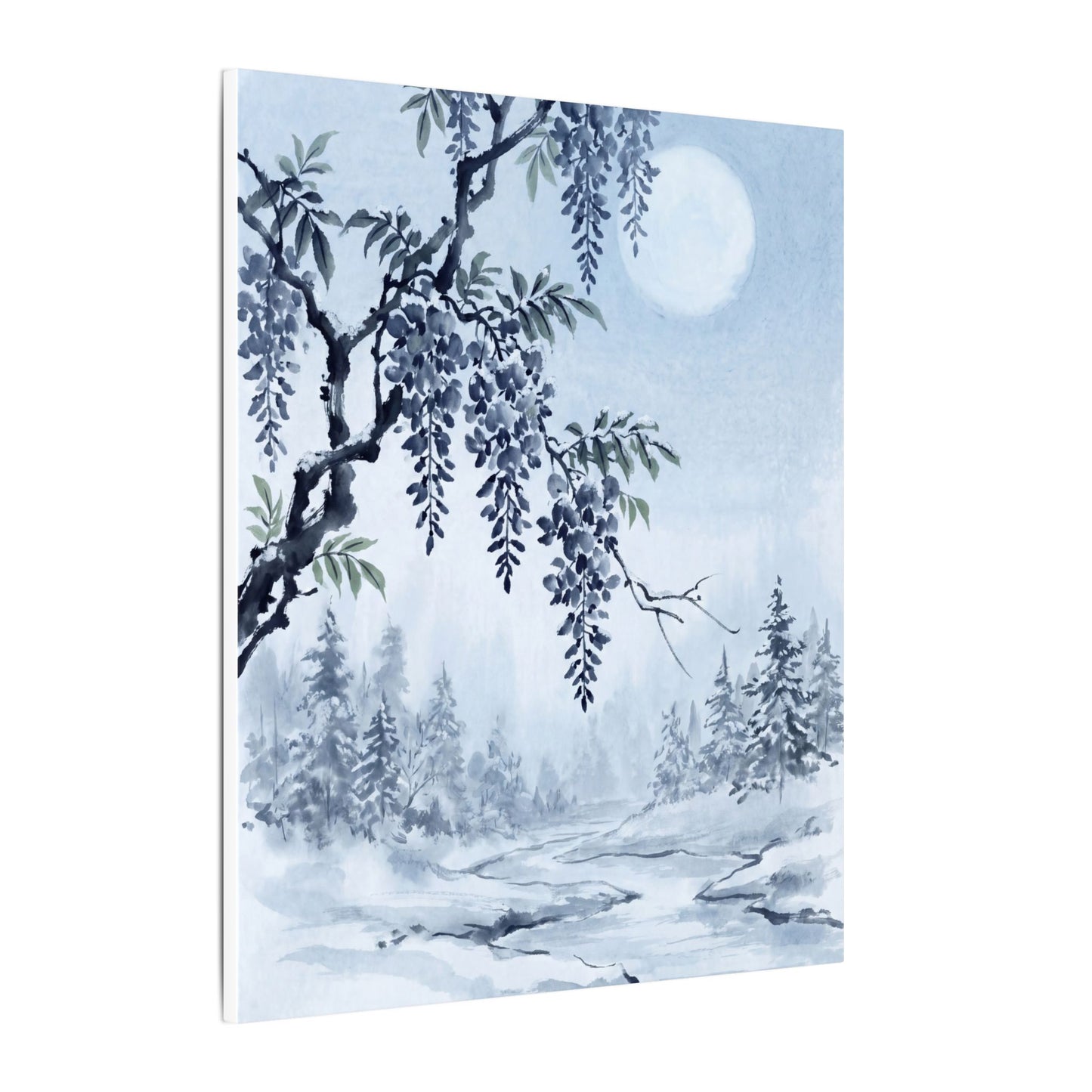 Seijaku Wisteria Canvas Art - Zen Sumi E