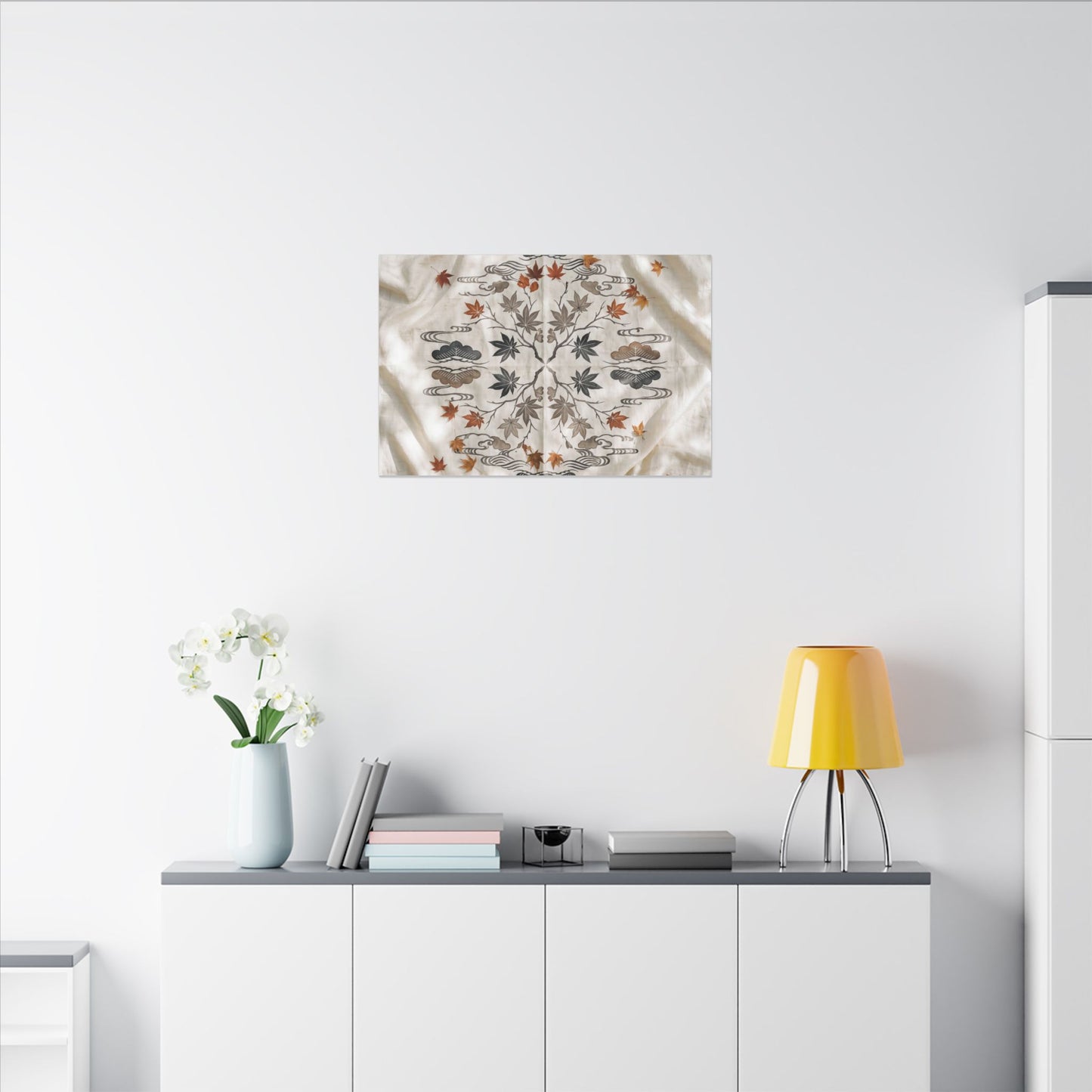 Elegant Silk Drape Canvas Art - Japanese Pattern Japandi
