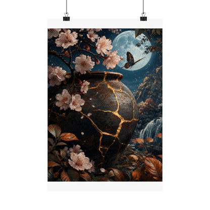 Cherry Blossom Gold Repair Wall Art Print | Beautiful Kintsugi Art