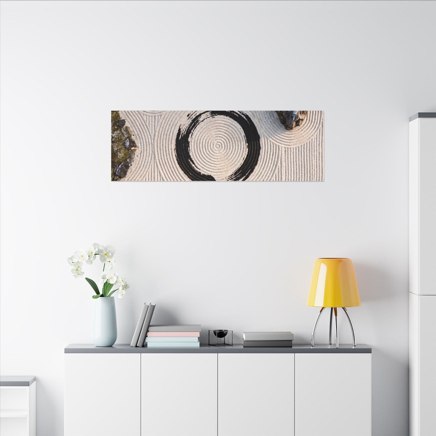 Rock Garden Canvas Art | Winter Zen Enso Art