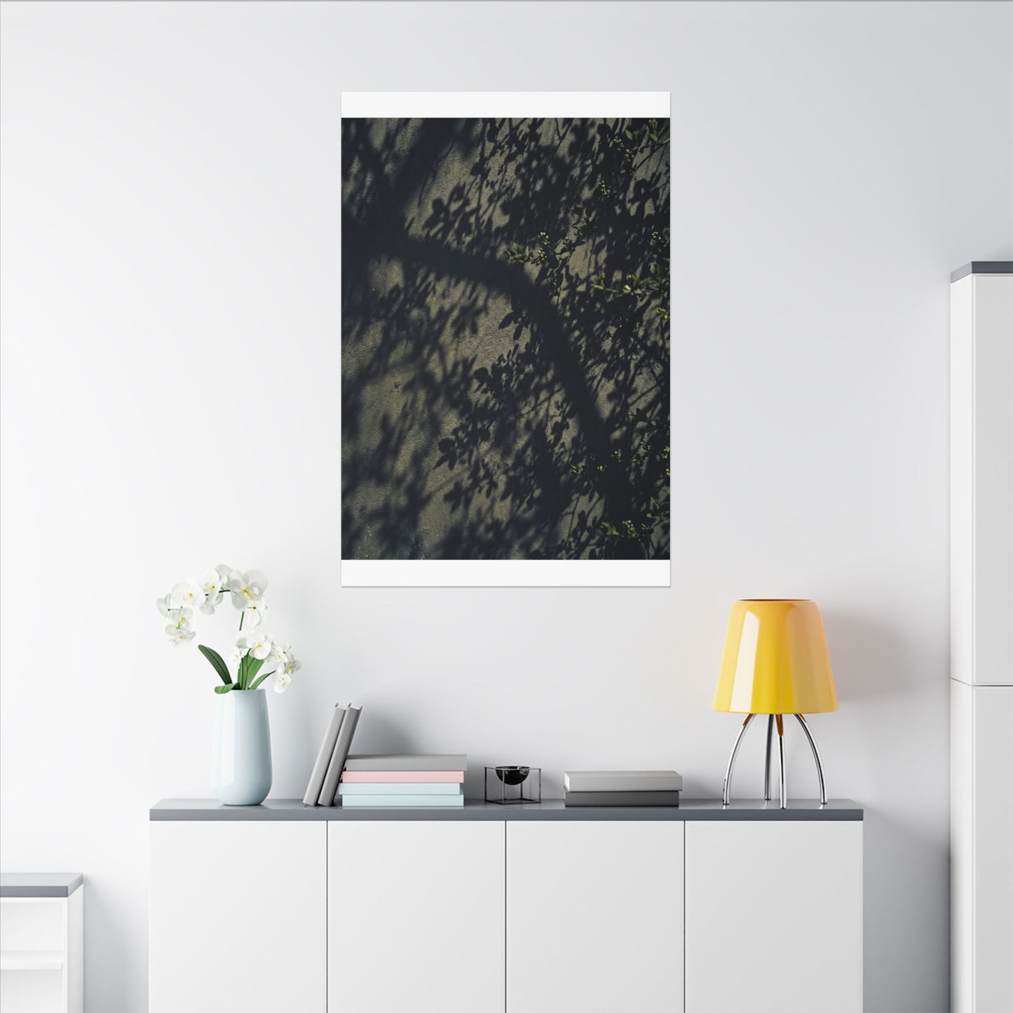 Atmospheric Shadow Play Canvas Art - Moody Minimal Dark Japandi