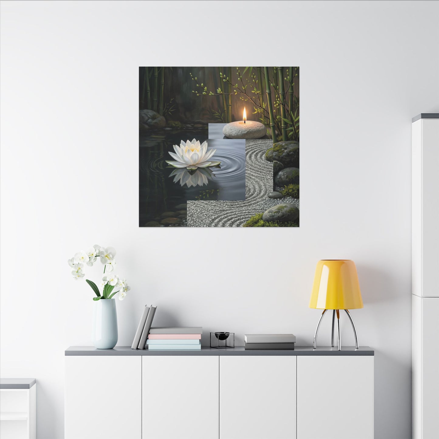 Candlelight Lotus Flower Canvas Art - Zen Kanso