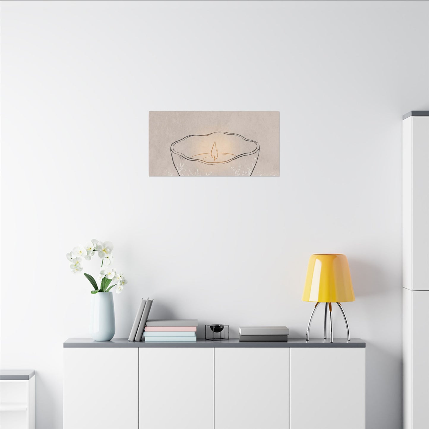 Ceramic Bowl Minimal Line Canvas Art | Neutral Japandi Art