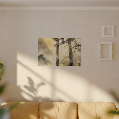 Spring Torii Gate Sumi E Canvas Art | Tranquil Decor